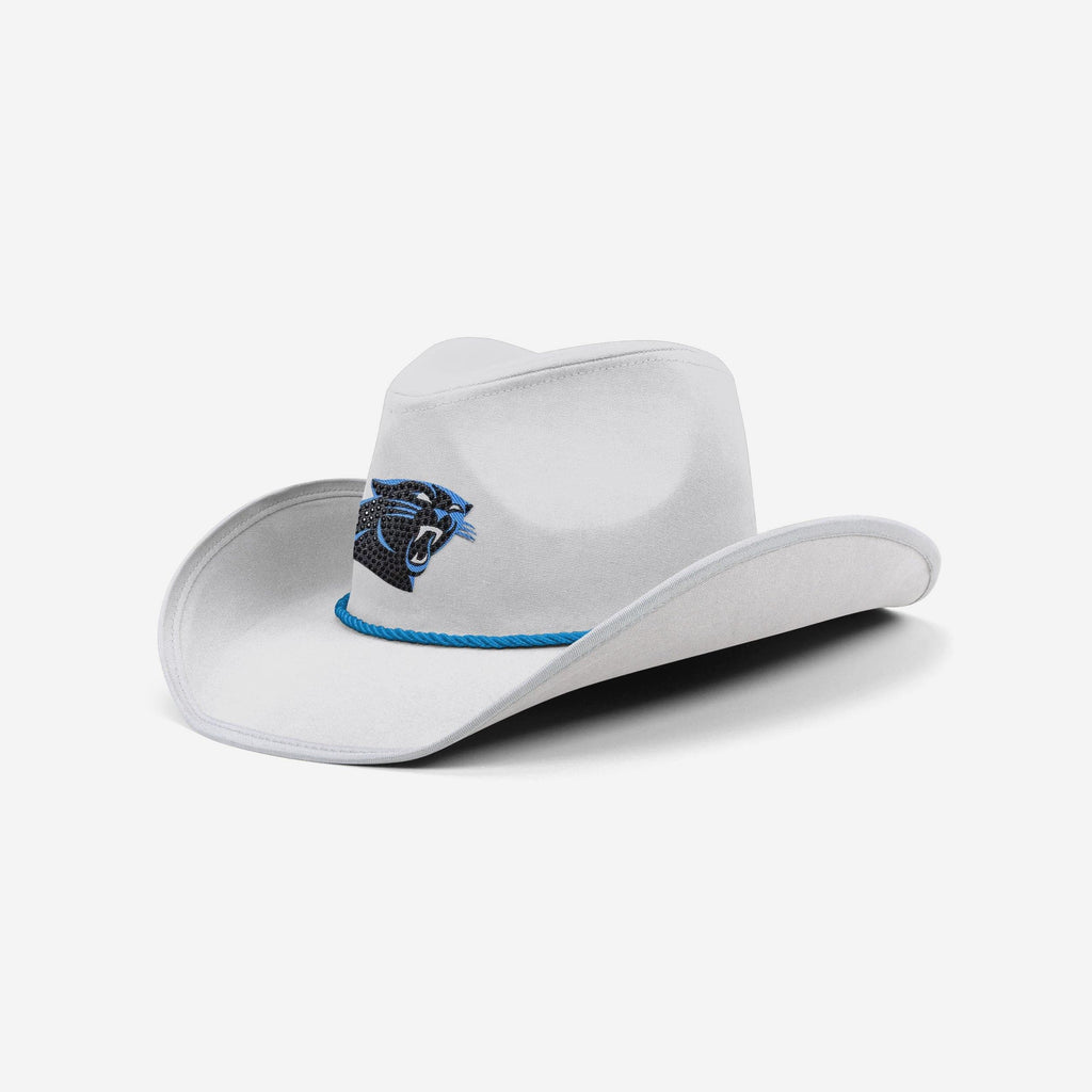 Carolina Panthers White Rhinestone Logo Cowboy Hat FOCO - FOCO.com
