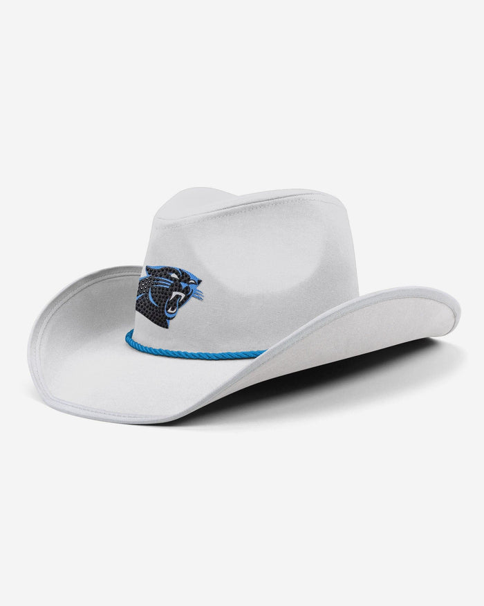 Carolina Panthers White Rhinestone Logo Cowboy Hat FOCO - FOCO.com