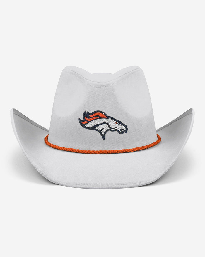 Denver Broncos White Rhinestone Logo Cowboy Hat FOCO - FOCO.com