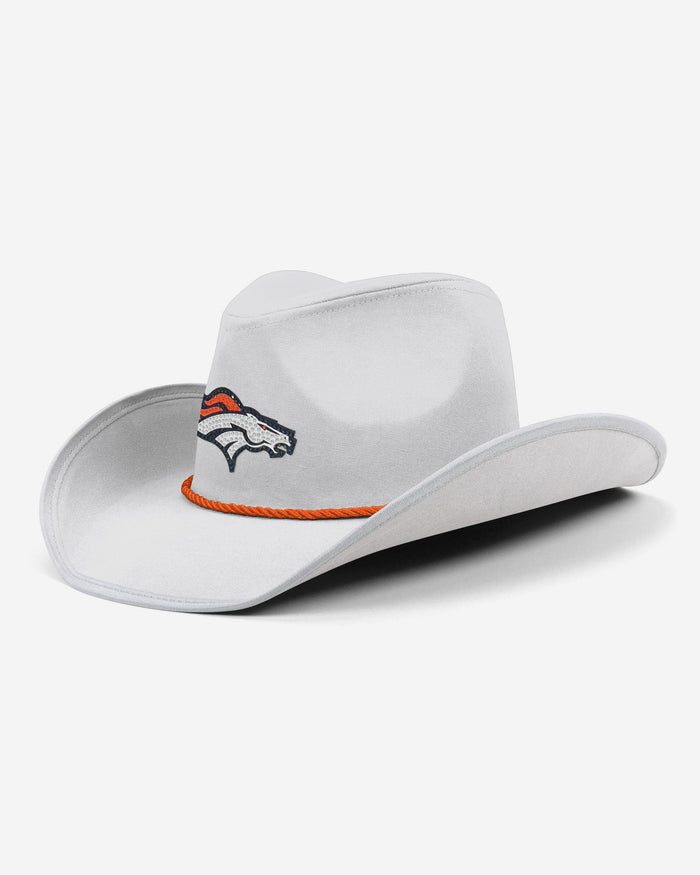 Denver Broncos White Rhinestone Logo Cowboy Hat FOCO - FOCO.com