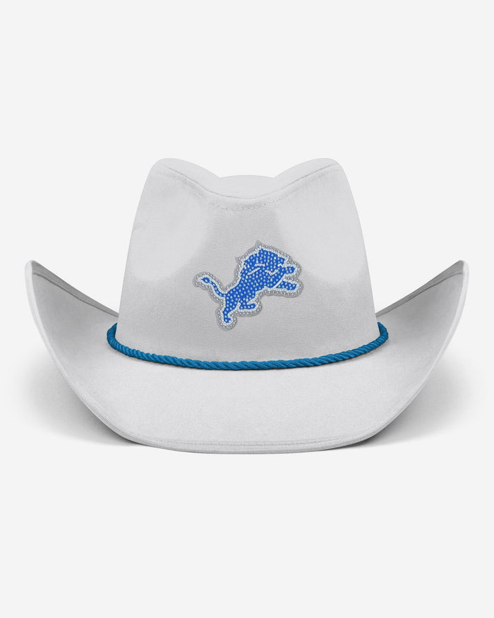 Detroit Lions White Rhinestone Logo Cowboy Hat FOCO - FOCO.com