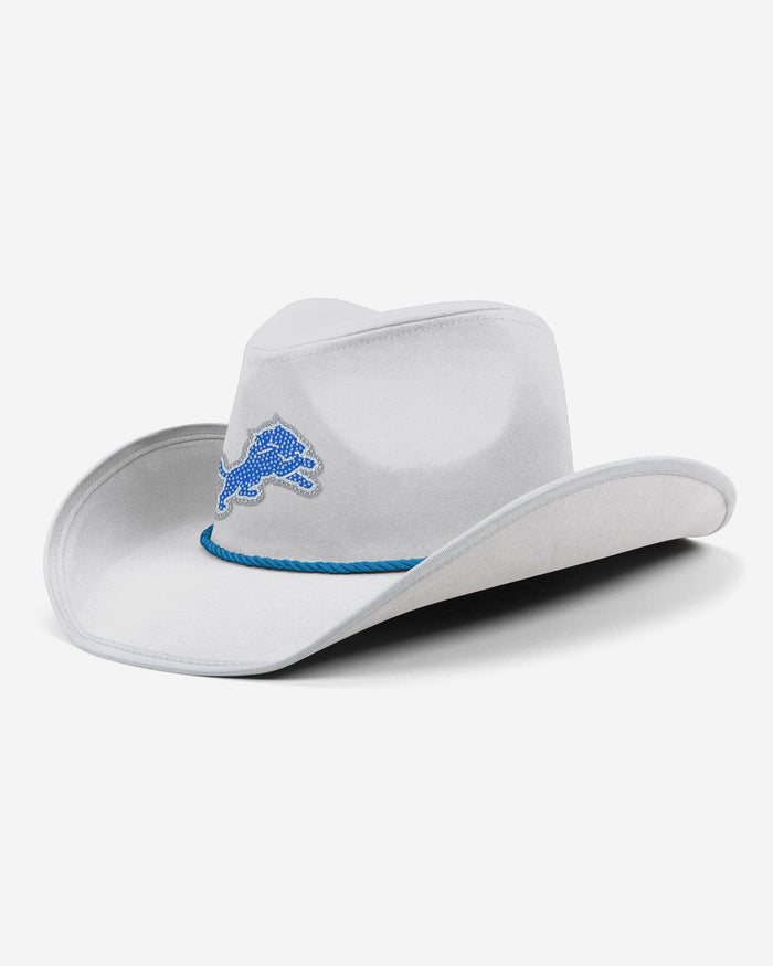 Detroit Lions White Rhinestone Logo Cowboy Hat FOCO - FOCO.com