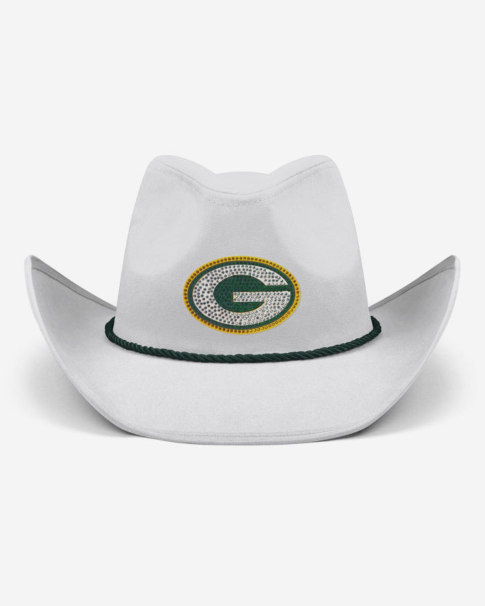 Green Bay Packers White Rhinestone Logo Cowboy Hat FOCO - FOCO.com