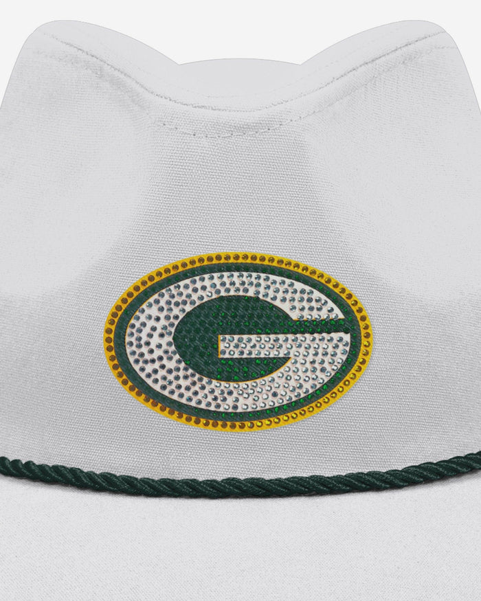 Packer Rhinestone Designs Green Bay Packers White Rhinestone Logo Cowboy Hat FOCO
