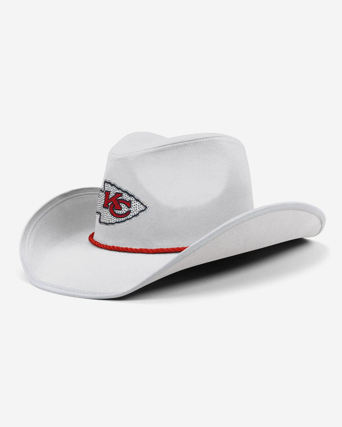 Kansas City Chiefs White Rhinestone Logo Cowboy Hat FOCO - FOCO.com