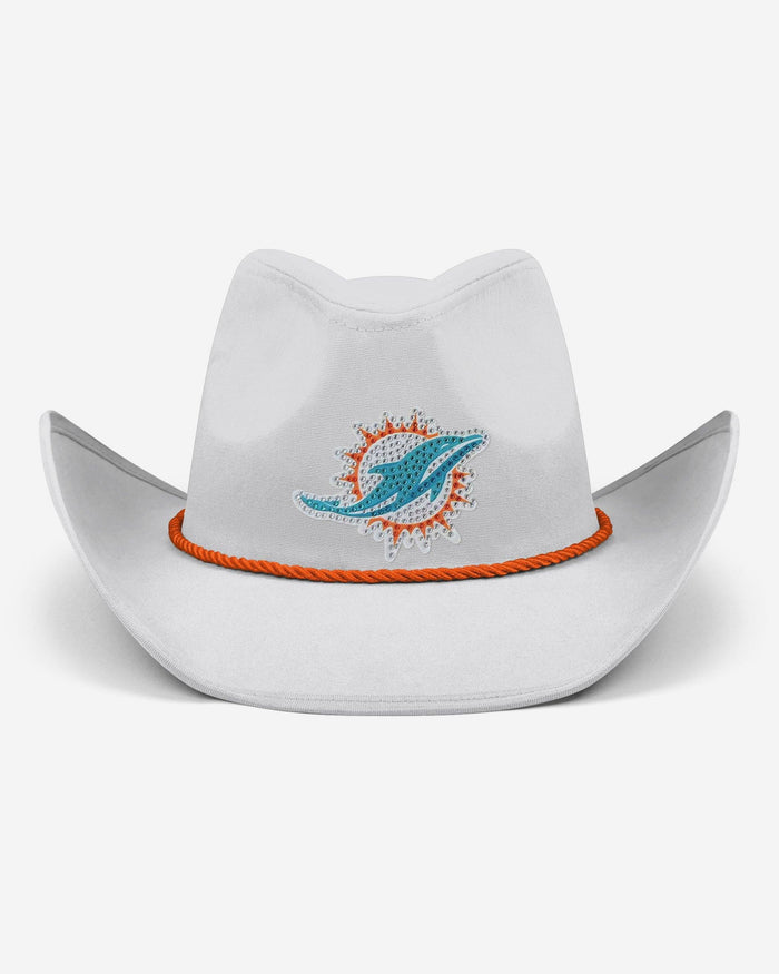 Miami Dolphins White Rhinestone Logo Cowboy Hat FOCO - FOCO.com