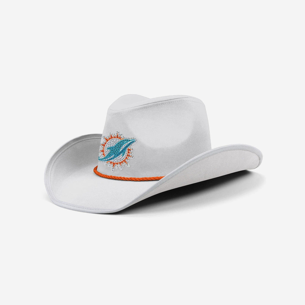 Miami Dolphins White Rhinestone Logo Cowboy Hat FOCO - FOCO.com