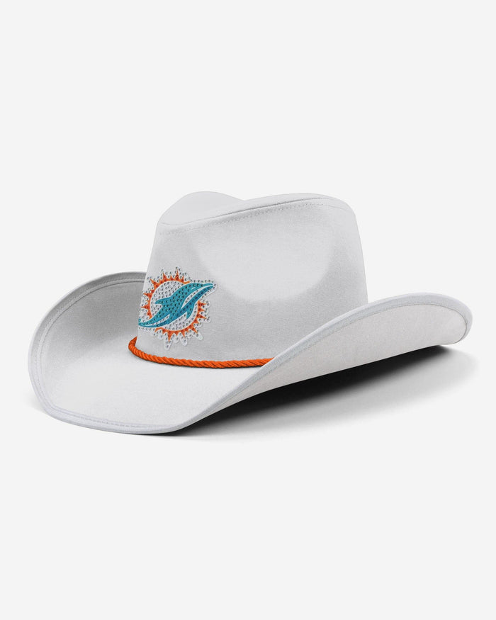 Miami Dolphins White Rhinestone Logo Cowboy Hat FOCO - FOCO.com