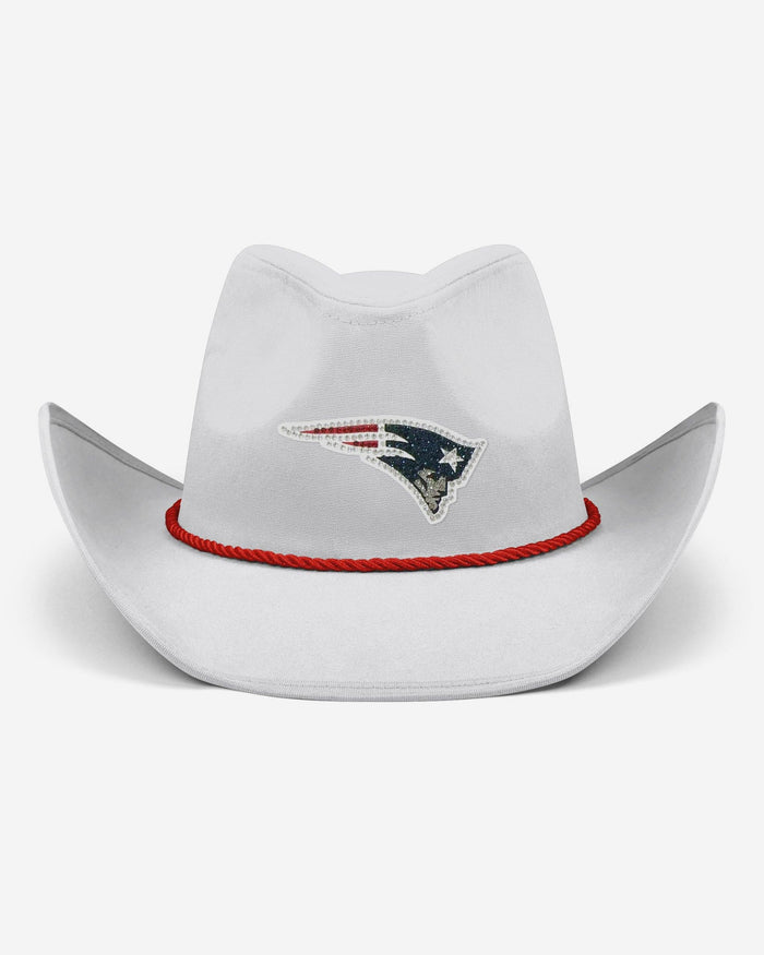 New England Patriots White Rhinestone Logo Cowboy Hat FOCO - FOCO.com