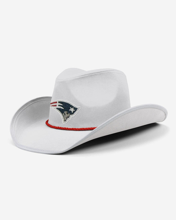 New England Patriots White Rhinestone Logo Cowboy Hat FOCO - FOCO.com