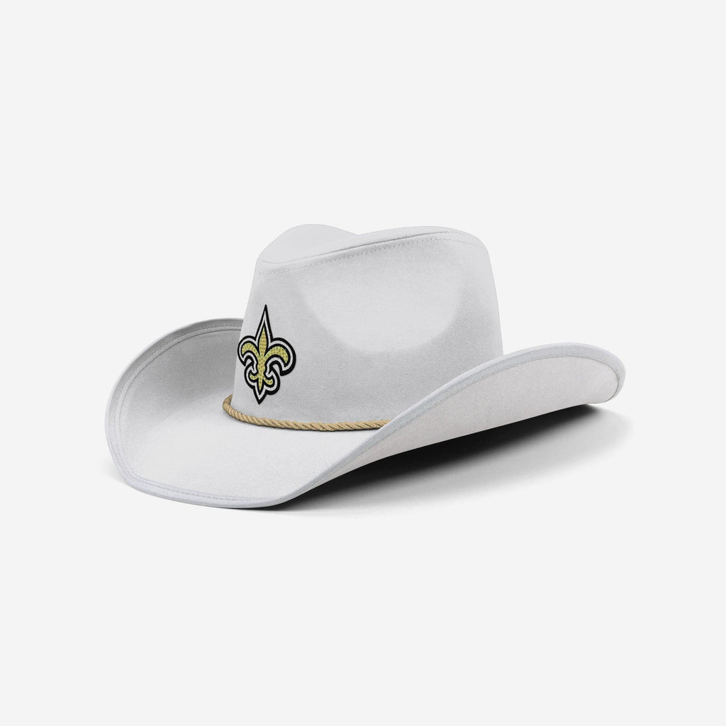 New Orleans Saints White Rhinestone Logo Cowboy Hat FOCO - FOCO.com
