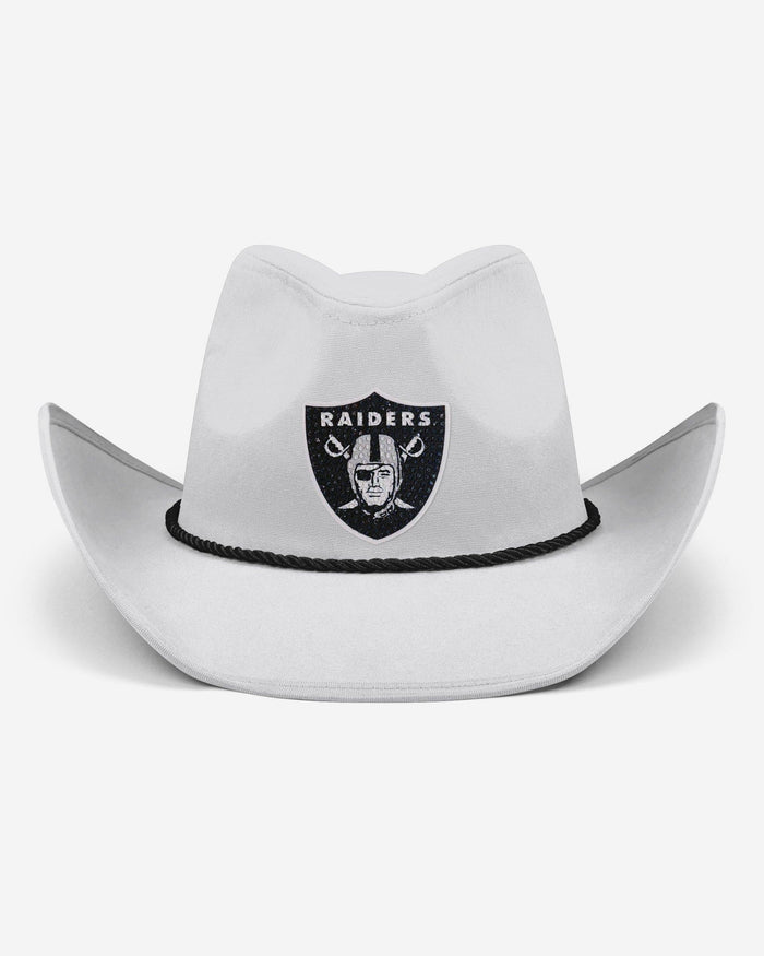 Las Vegas Raiders White Rhinestone Logo Cowboy Hat FOCO - FOCO.com