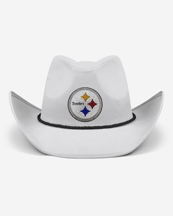 Pittsburgh Steelers White Rhinestone Logo Cowboy Hat FOCO - FOCO.com