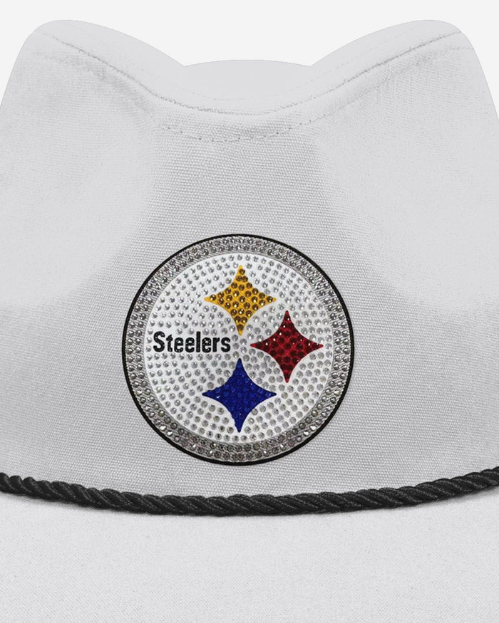 Pittsburgh Steelers White Rhinestone Logo Cowboy Hat FOCO - FOCO.com