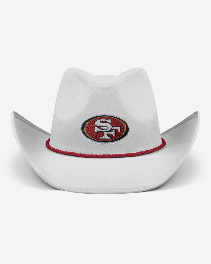 San Francisco 49ers White Rhinestone Logo Cowboy Hat FOCO - FOCO.com