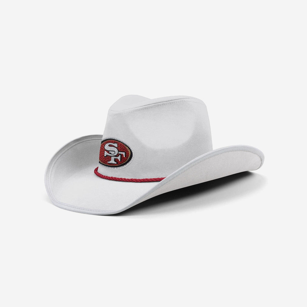 San Francisco 49ers White Rhinestone Logo Cowboy Hat FOCO - FOCO.com