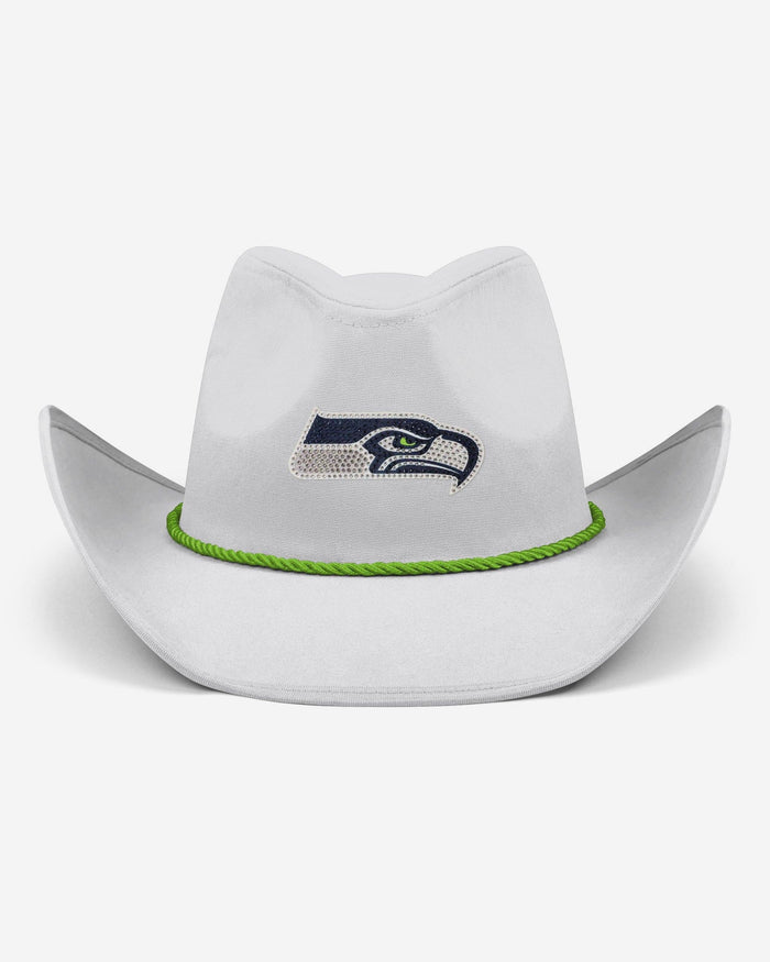 Seattle Seahawks White Rhinestone Logo Cowboy Hat FOCO - FOCO.com