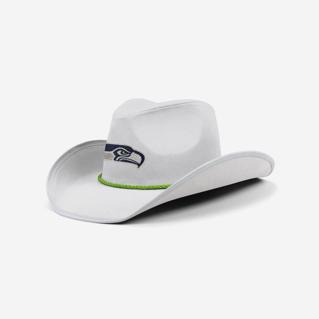 Seattle Seahawks White Rhinestone Logo Cowboy Hat FOCO - FOCO.com