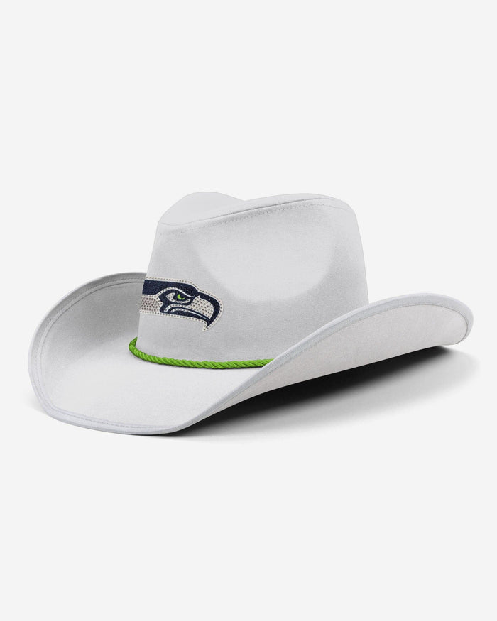 Seattle Seahawks White Rhinestone Logo Cowboy Hat FOCO - FOCO.com