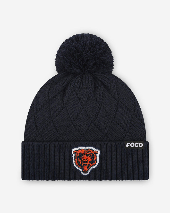 Chicago Bears Rhinestone Primary Logo Criss Cross Beanie FOCO - FOCO.com