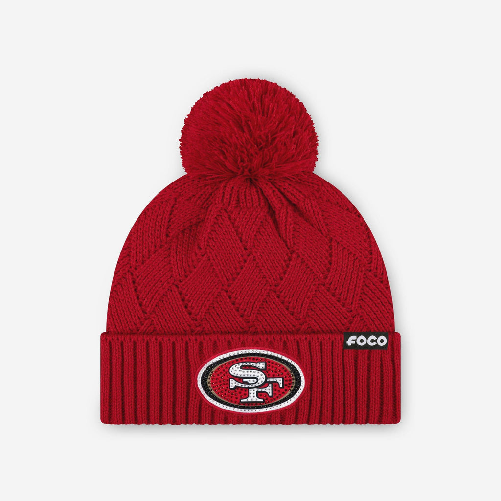 San Francisco 49Ers Rhinestone Primary Logo Criss Cross Beanie FOCO - FOCO.com