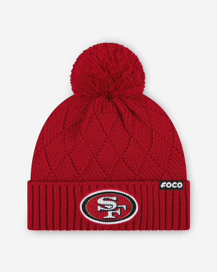 San Francisco 49Ers Rhinestone Primary Logo Criss Cross Beanie FOCO - FOCO.com