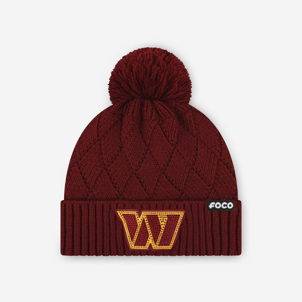 Washington Commanders Rhinestone Primary Logo Criss Cross Beanie FOCO - FOCO.com