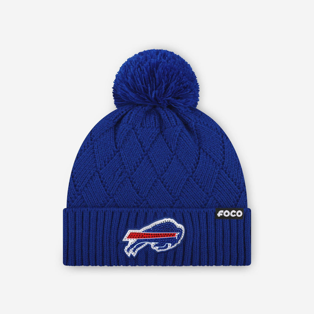 Buffalo Bills Rhinestone Primary Logo Criss Cross Beanie FOCO - FOCO.com