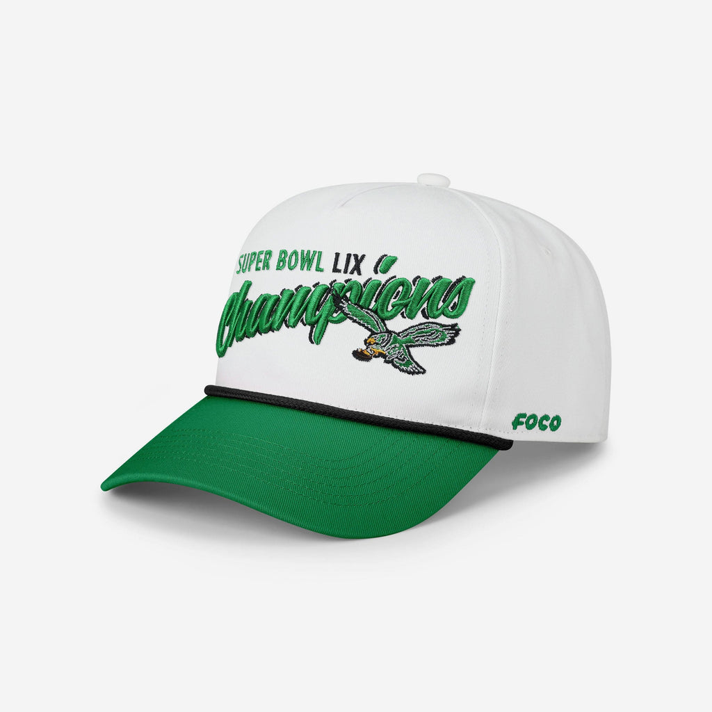 Philadelphia Eagles Super Bowl LIX Champions Retro Monty Script Marquee RF Cap FOCO - FOCO.com