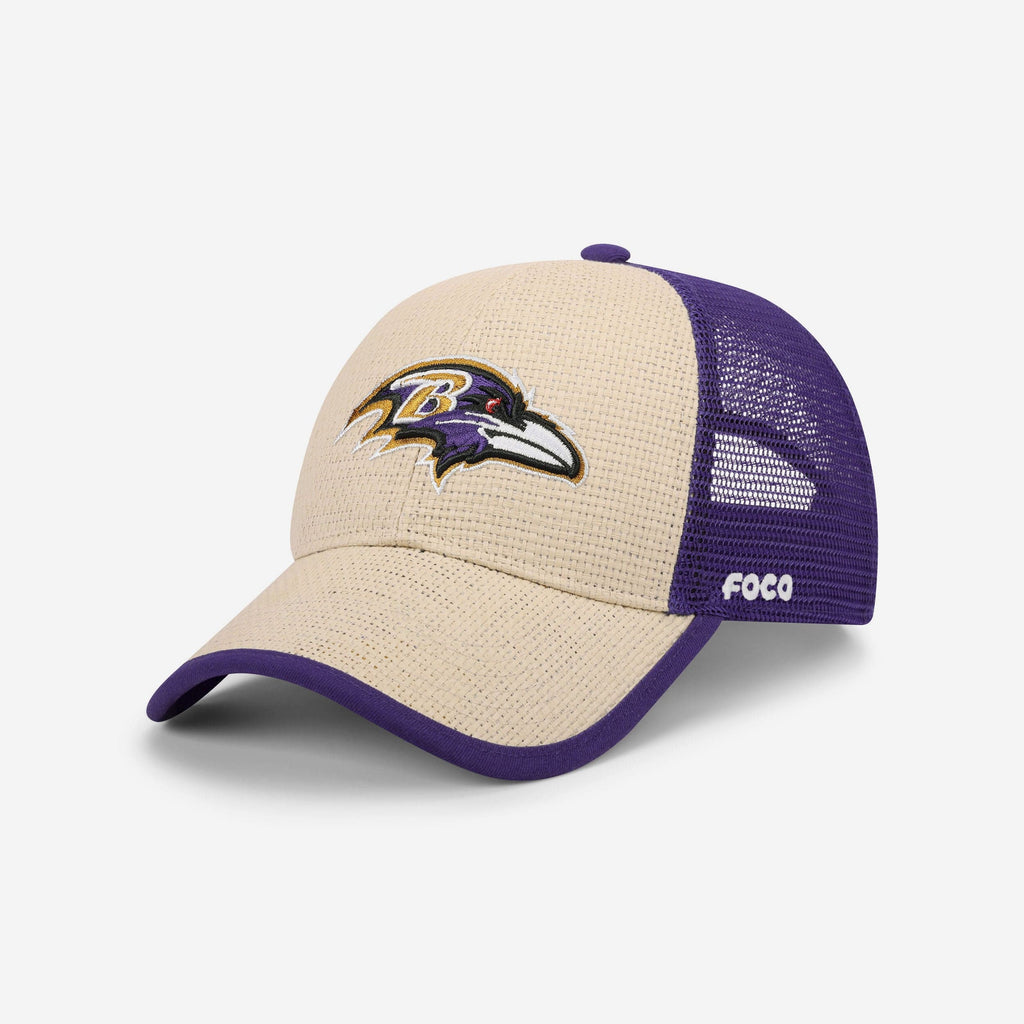 Baltimore Ravens Straw Trucker Cap FOCO - FOCO.com