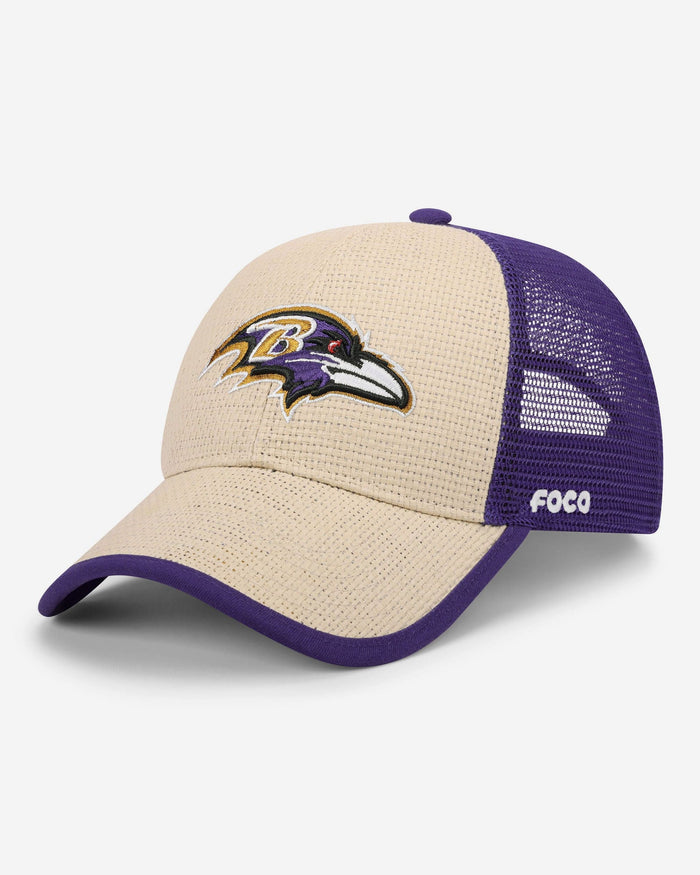 Baltimore Ravens Straw Trucker Cap FOCO - FOCO.com