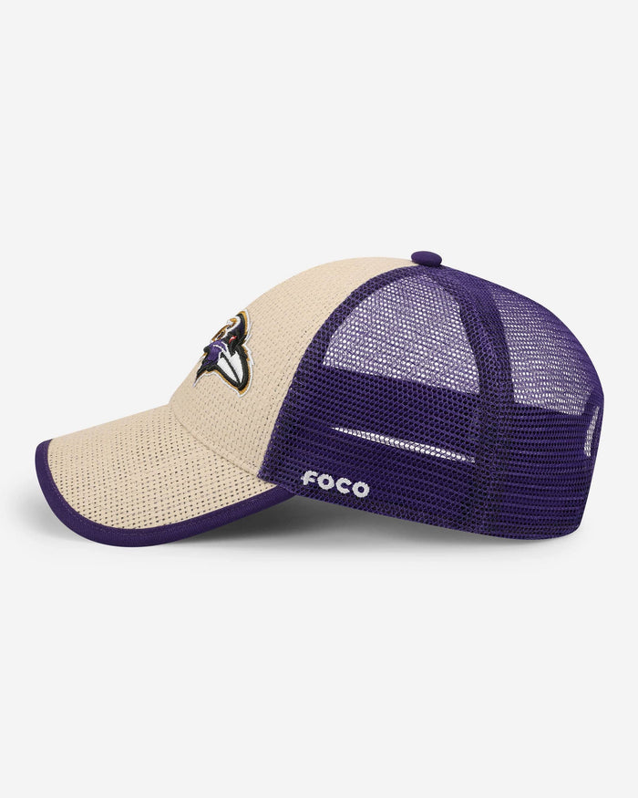 Baltimore Ravens Straw Trucker Cap FOCO - FOCO.com