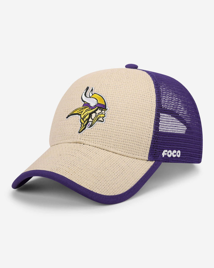 Minnesota Vikings Straw Trucker Cap FOCO - FOCO.com
