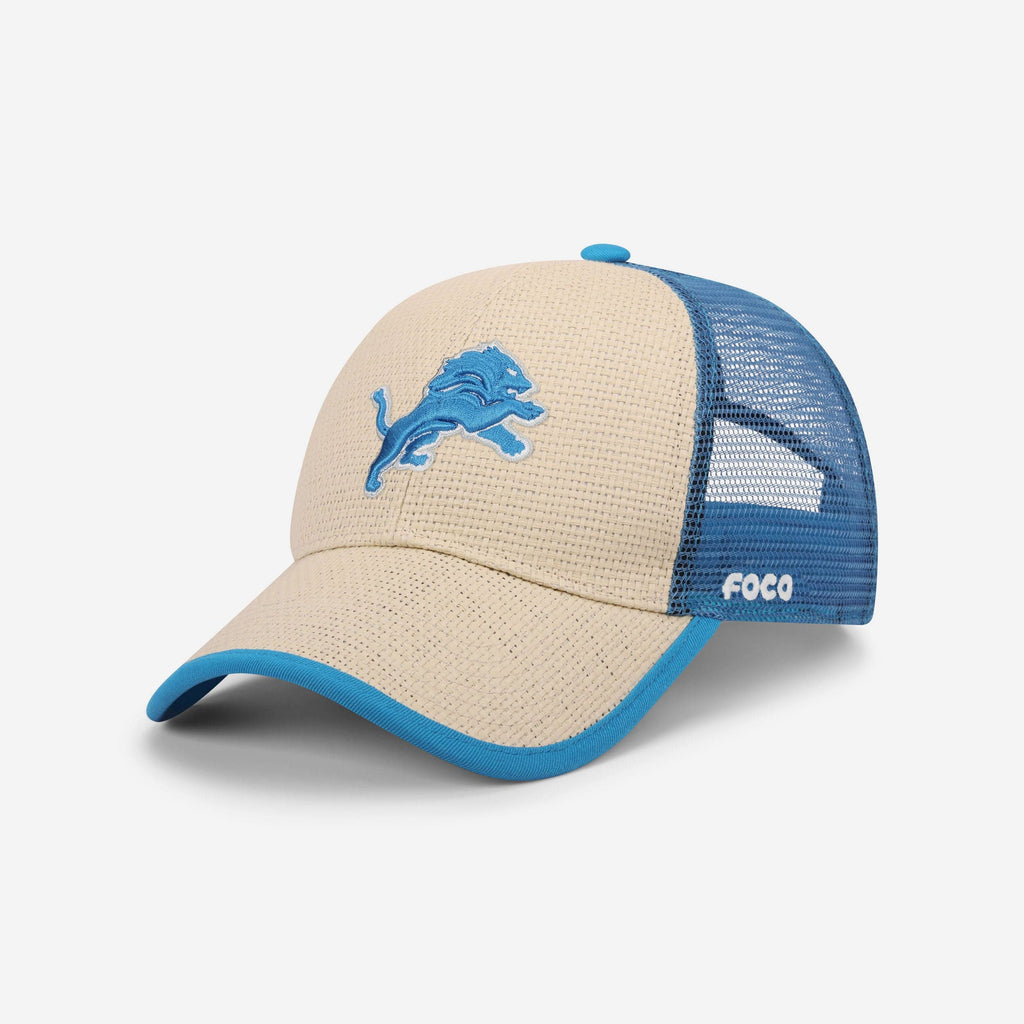 Detroit Lions Straw Trucker Cap FOCO - FOCO.com