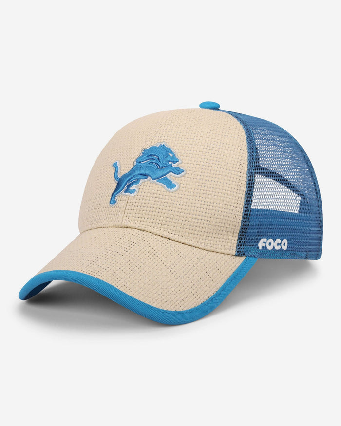 Detroit Lions Straw Trucker Cap FOCO - FOCO.com