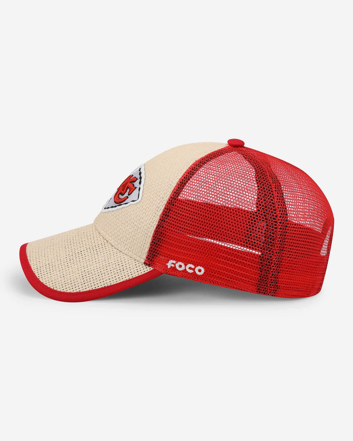Kansas City Chiefs Straw Trucker Cap FOCO - FOCO.com