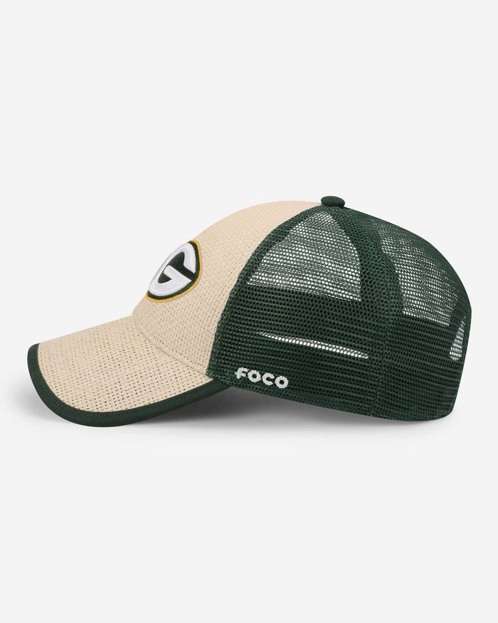 Green Bay Packers Straw Trucker Cap FOCO - FOCO.com