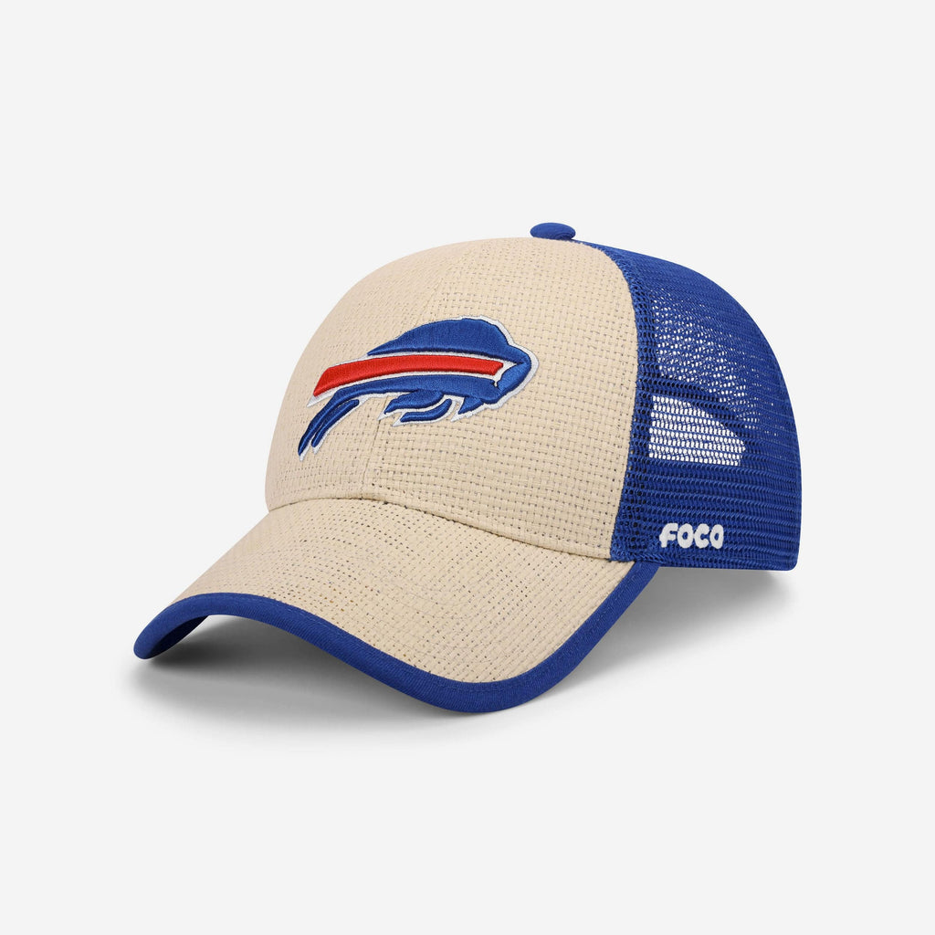 Buffalo Bills Straw Trucker Cap FOCO - FOCO.com