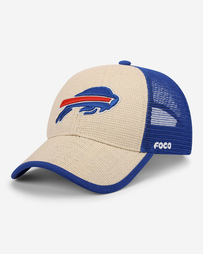 Buffalo Bills Straw Trucker Cap FOCO - FOCO.com