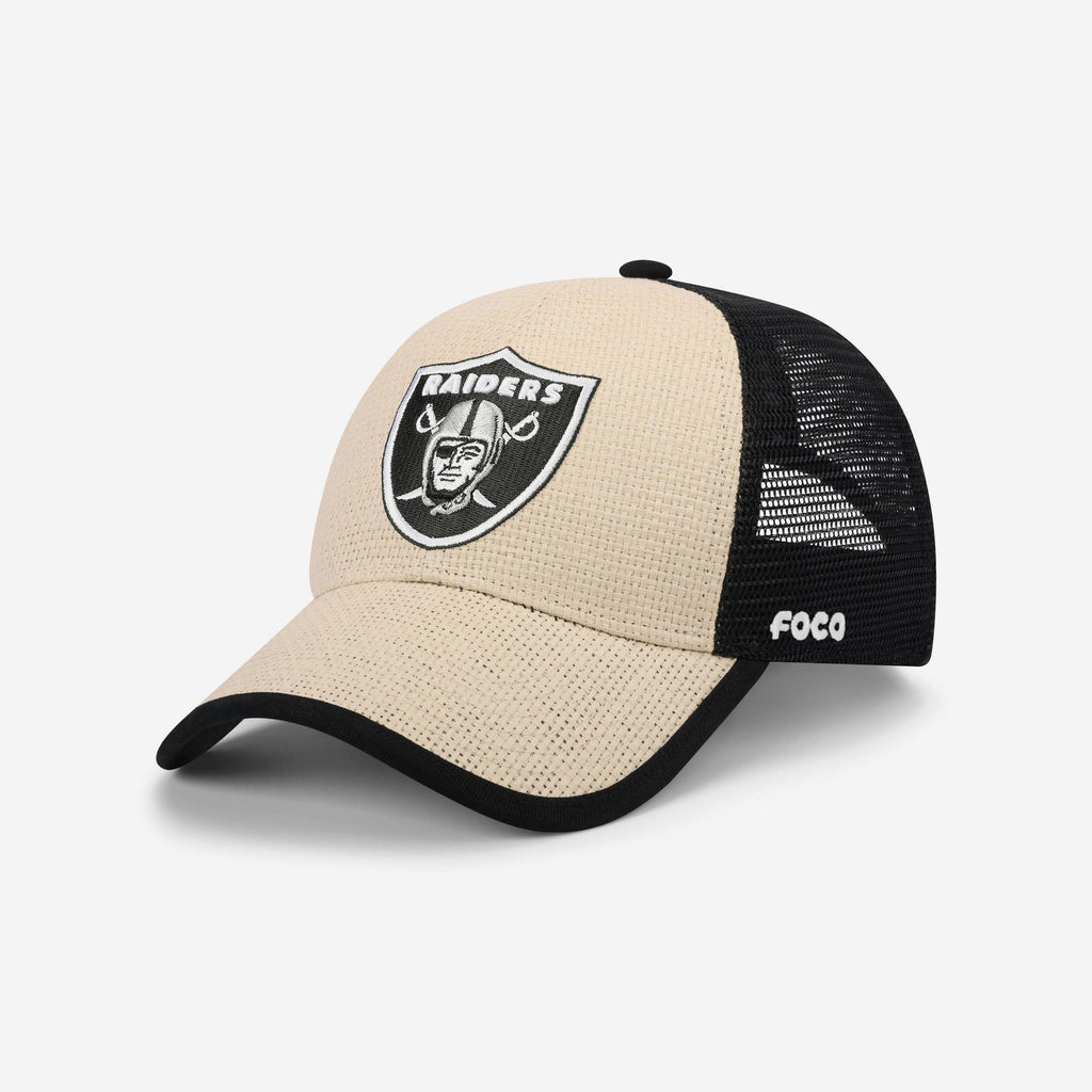 Las Vegas Raiders Straw Trucker Cap FOCO - FOCO.com