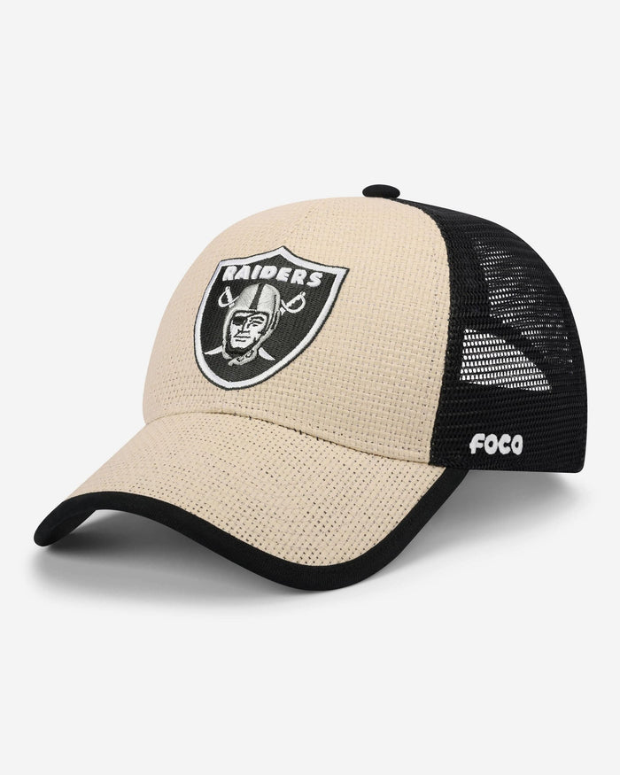 Las Vegas Raiders Straw Trucker Cap FOCO - FOCO.com