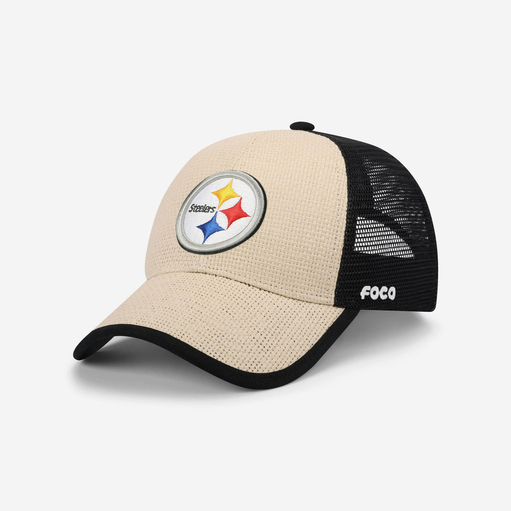 Pittsburgh Steelers Straw Trucker Cap FOCO - FOCO.com
