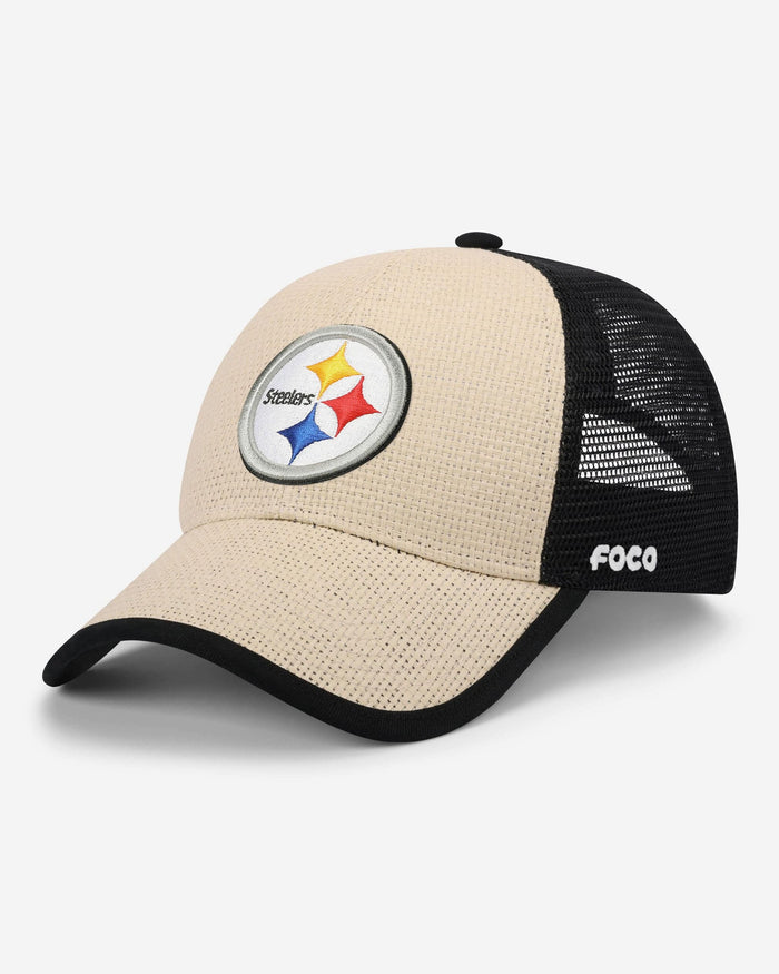 Pittsburgh Steelers Straw Trucker Cap FOCO - FOCO.com