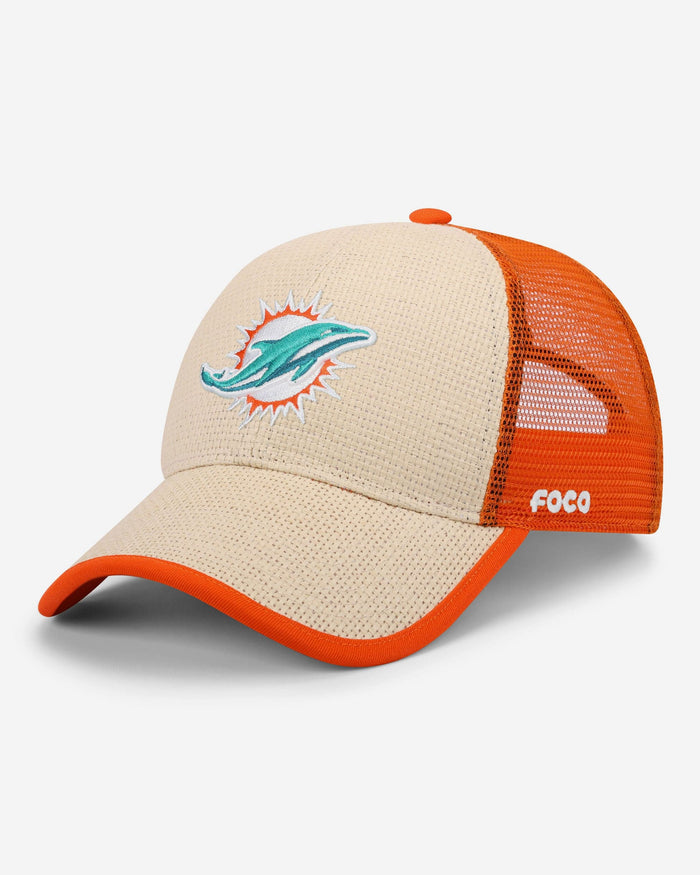 Miami Dolphins Straw Trucker Cap FOCO - FOCO.com