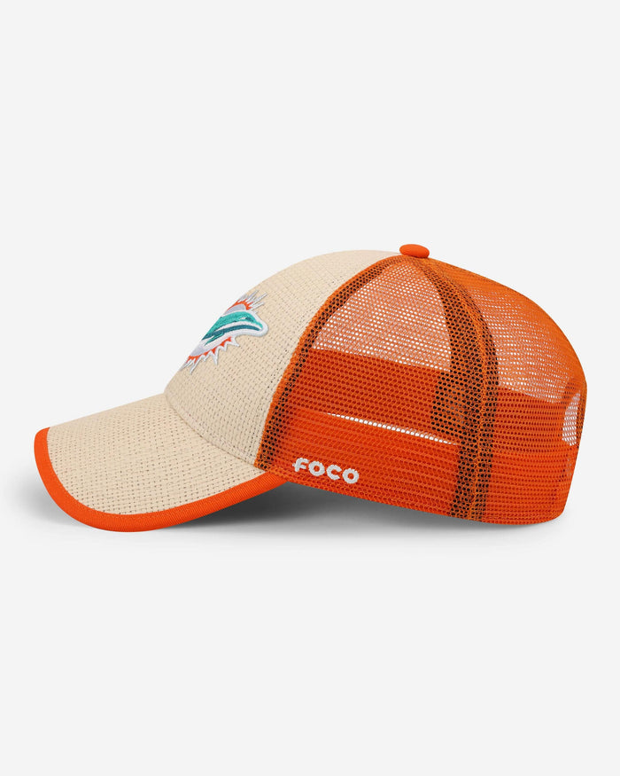 Miami Dolphins Straw Trucker Cap FOCO - FOCO.com