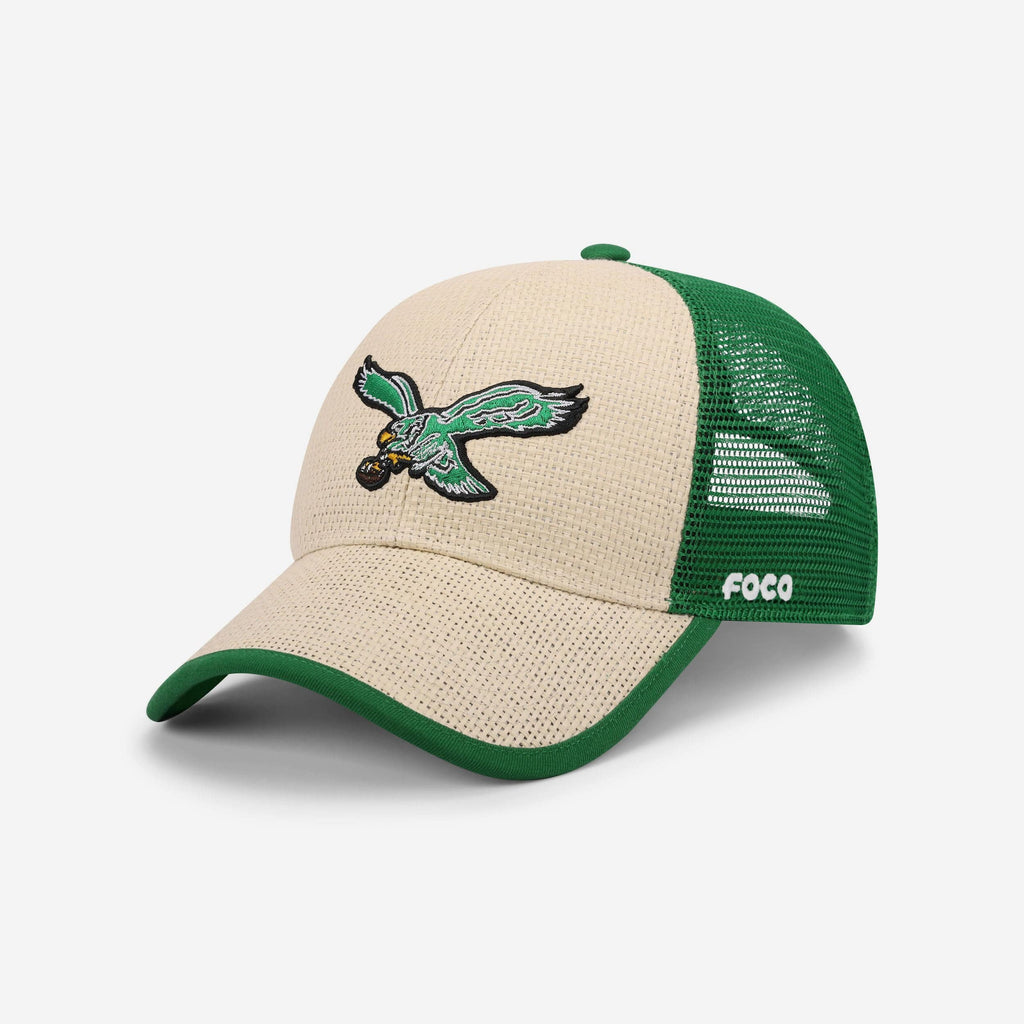 Philadelphia Eagles Straw Trucker Cap FOCO - FOCO.com