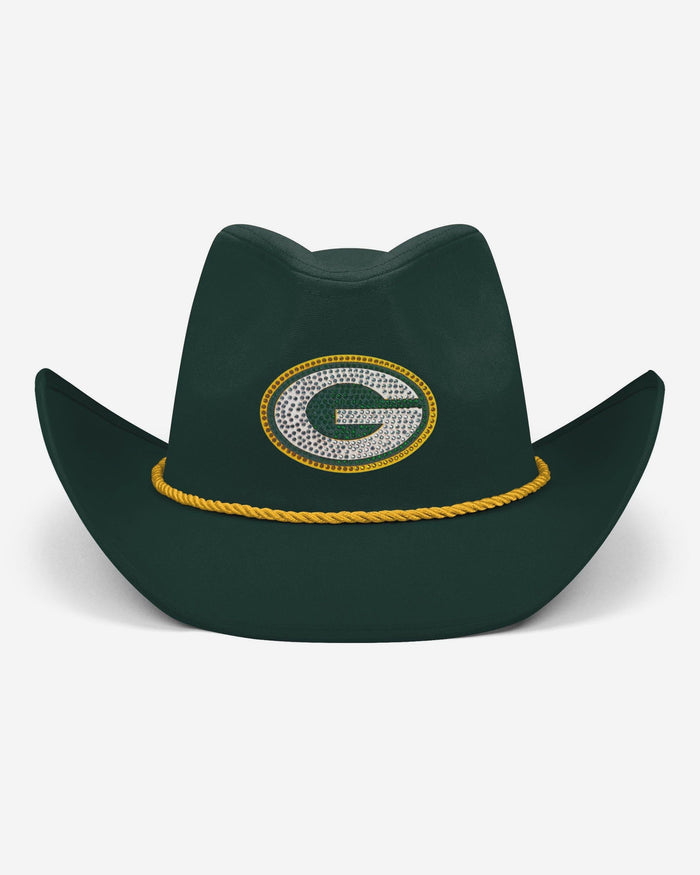 Green Bay Packers Team Color Rhinestone Logo Cowboy Hat FOCO - FOCO.com