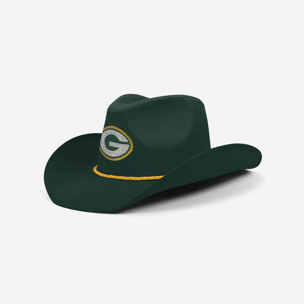 Green Bay Packers Team Color Rhinestone Logo Cowboy Hat FOCO - FOCO.com