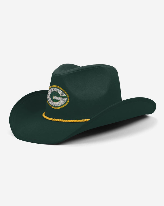Green Bay Packers Team Color Rhinestone Logo Cowboy Hat FOCO - FOCO.com