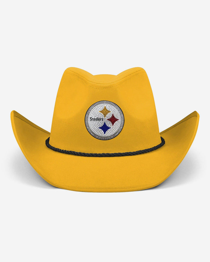 Pittsburgh Steelers Team Color Rhinestone Logo Cowboy Hat FOCO - FOCO.com